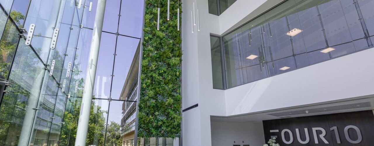 artificial living wall in office reception