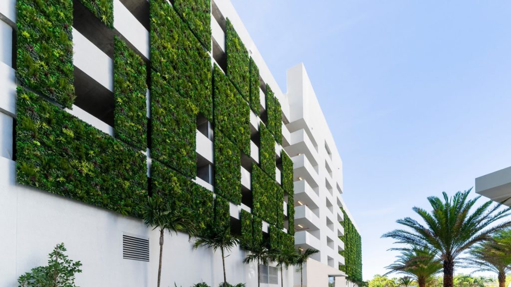 The Harbour hotel in Miami with fire rated artificial green wall panels