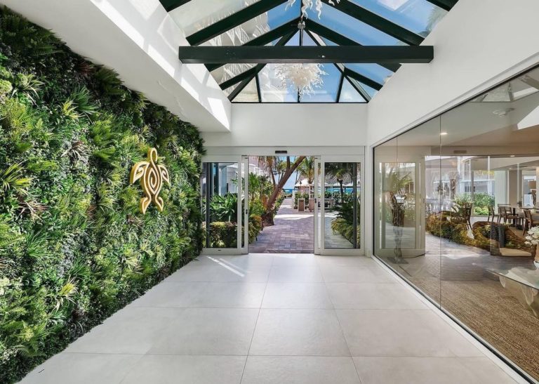 hotel entrance and artificial living wall