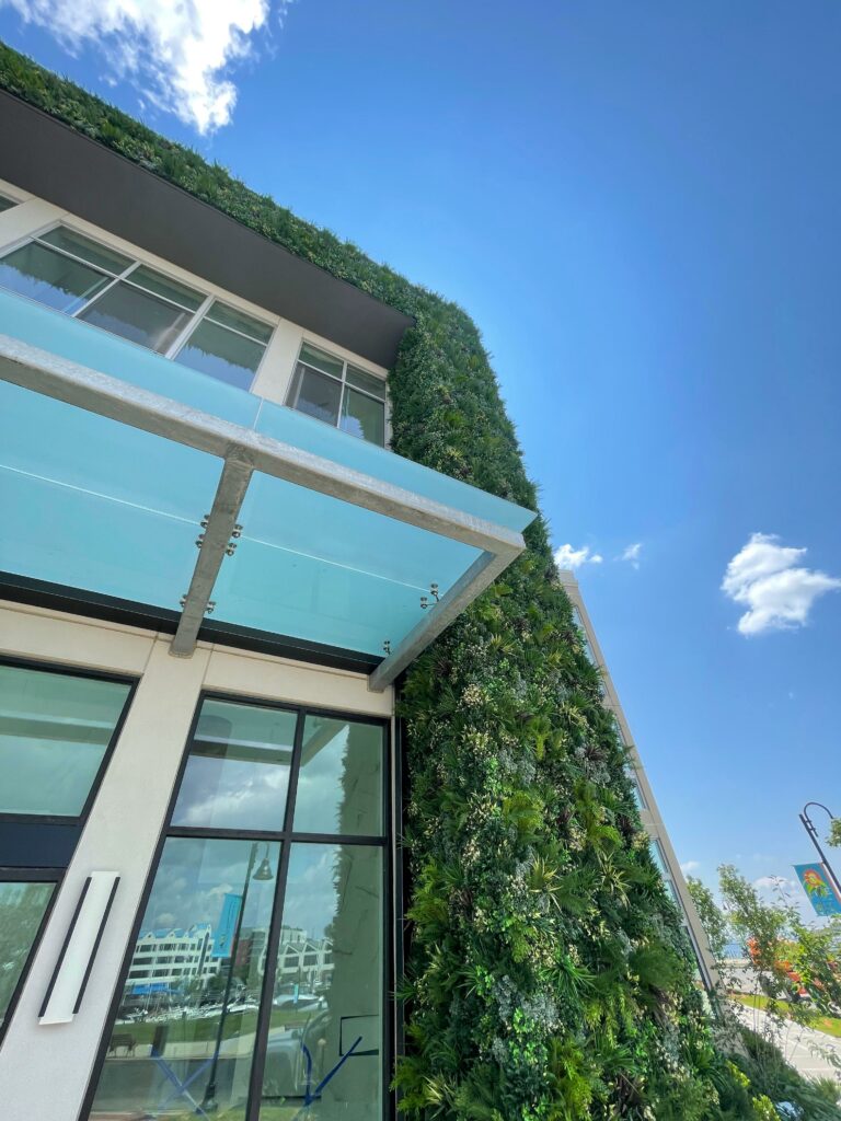 A replica living wall installed on a multi-family facility in Stamford, Connecticut