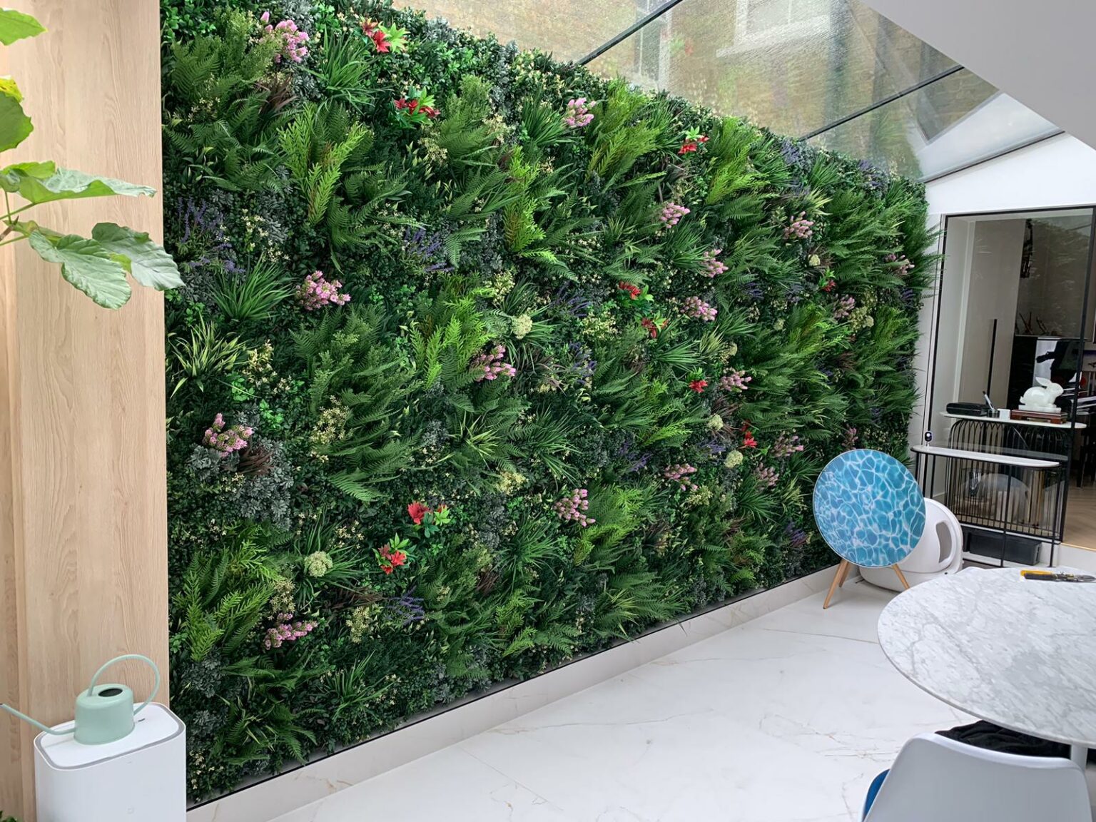An replica living wall in a home in Fulham, London