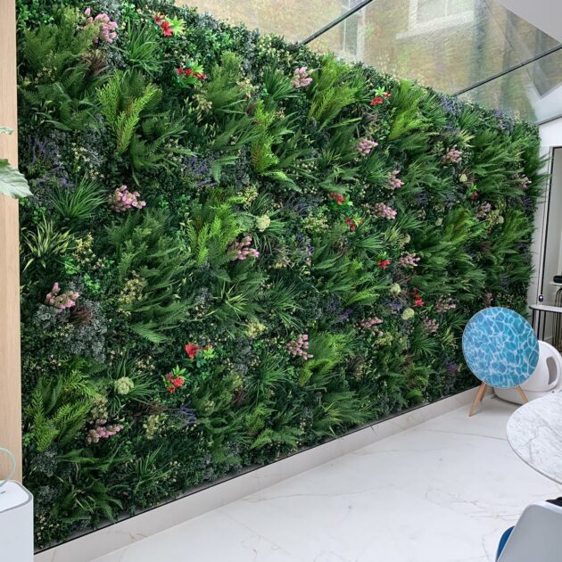 An replica living wall in a home in Fulham, London